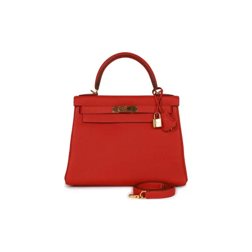 HERMES Kelly Коровья кожа Togo Сумка Kelly Сумка Женская Q5 Rouge Casaque Национальный флаг Красный