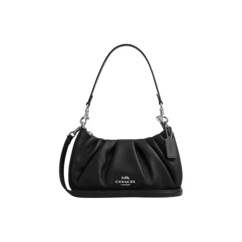COACH Teri Коровья кожа Портативная сумка через плечо сумка на плечо средний размер женский черный