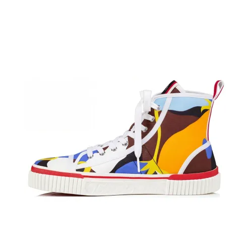 Christian Louboutin High-Top Canvas Shoes Yellow Men's
