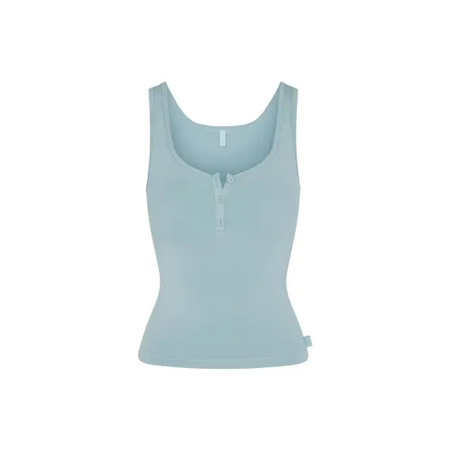 SKIMS Сон Henley Майка Женская Небесно-Синий