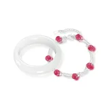 Браслет "Белый лунный свет" Комплекты одежды [Двухслойный с красной бусиной]