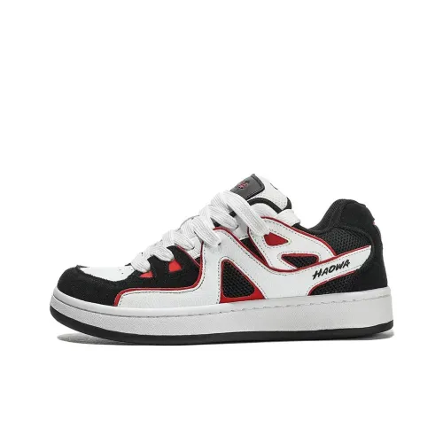 HAOWA Phantom Collection Cool Shadow Огонь Сердце Противоскользящие Низкие Кроссовки для скейтбординга Унисекс Черный Белый Красный