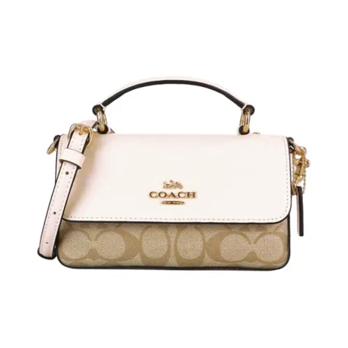 COACH Коровья кожа Сумка Сумка через плечо Маленькая Сумка через плечо Женская Хаки Мел Белый