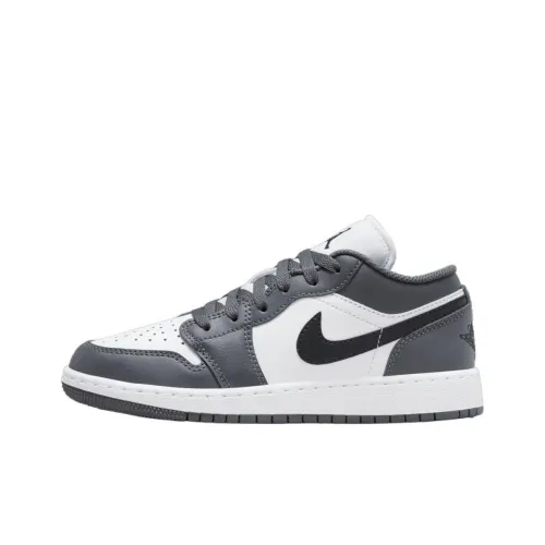 Jordan Air Jordan 1 Детские баскетбольные кроссовки Low Топ Белый Серый Черный Унисекс