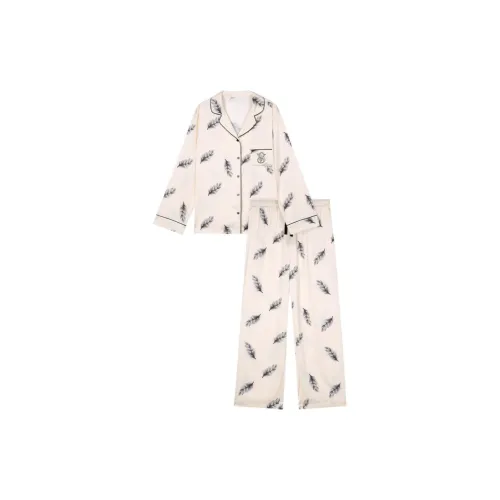 Victoria's Secret Pajama Комплект Легкий Блестящий Сатин Женские Шампанское Перо