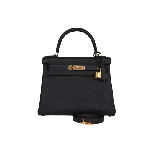 HERMES Kelly Коровья кожа Togo Сумка Kelly Сумка Женская 3Y Caban Черный Твид Темно-синий Синий