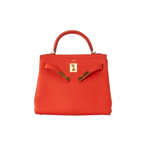 HERMES Kelly Коровья кожа Togo Сумка Kelly Сумка Женская 9T Capucine Оранжево-красный