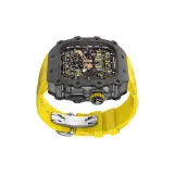 Углеродное волокно, черный, прозрачный черный средний, желтый фторэластомерный ремень, серебряная застежка-бабочка