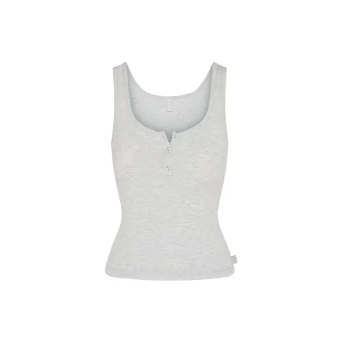 SKIMS Сон Henley Майка Женская Светлый Меланжевый GREY Светлый Серый