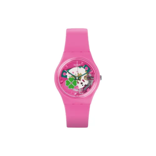 Swatch Quartz Механизм Женские часы 39,2*34мм Черепный циферблат Пластиковый корпус Часы Силиконовый ремешок