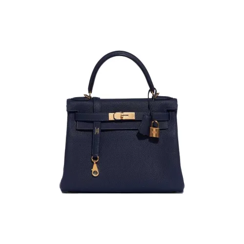 HERMES Коровья кожа Togo Сумка Kelly Сумка Женская 2Z BLEU NUIT Полночный синий