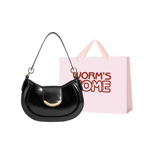 Worm's Home ПУ (полиуретан) Портативная Сумка через плечо Сумка на плечо Стандартная Женская Черная