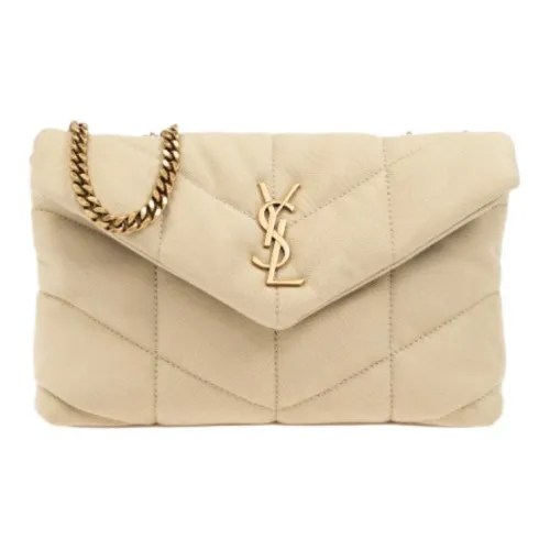 SAINT LAURENT LOULOU 100% хлопок Портативная Сумка через плечо Сумка на плечо Мини Женская Бежевая