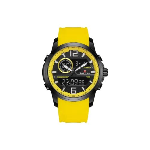 TEAR Trace Модный и Крутой Часы Кварцевый Механизм Силиконовый Ремешок Унисекс Желтый Циферблат