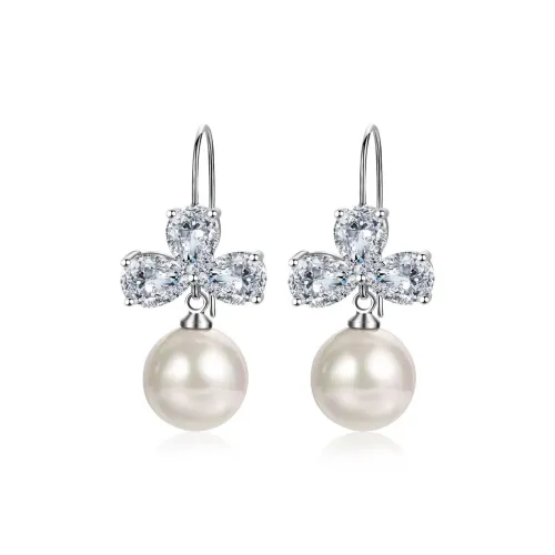 Goldo Jewelry Серьги-кольца из меди циркон искусственный жемчуг женские