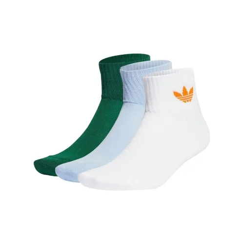 Adidas 3 пачки Зеленый+Синий+Белый Унисекс MID Носки до икра