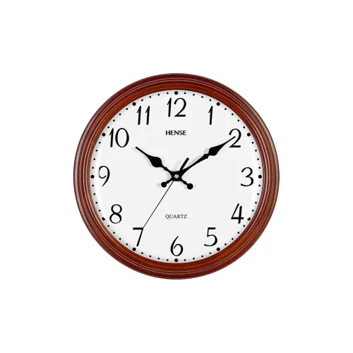 HENSE Массивная Деревянная Стена Часы Гостиная Офис Спальня Циферблат Белый Кварцевый Механизм Часы HW07