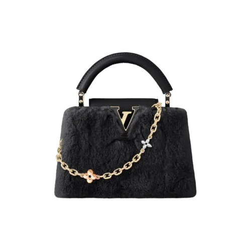 LOUIS VUITTON Capucines Шерсть Kapusin Через плечо Тоут Сумка Over Одно плечо Мини Женские Черный