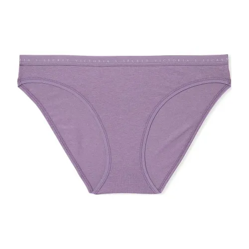 Victoria's Secret Эластичный хлопок Кружевная отделка Бикини Panty Frozen Сливовый Нижнее белье Женские 1 упаковка Фиолетовый