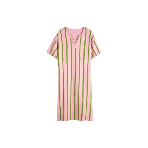 MIIOW Ночная сорочка Женская Розовая Зеленая Полосы
