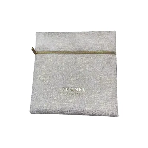 CHANEL Кремово-белый с оттенком золота косметическая сумка для хранения инструментов макияжа