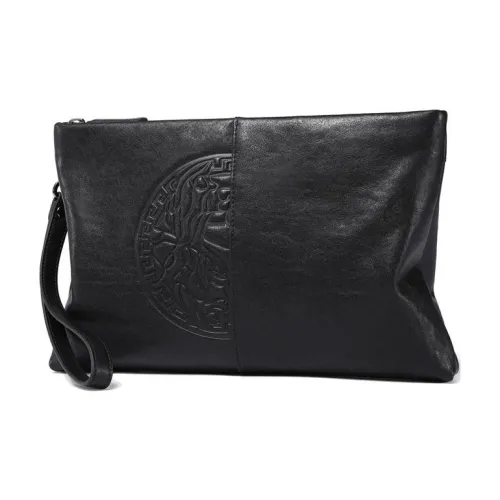 VIHUS Клатч из крупнозернистой текстуры коровьей кожи мужской черный