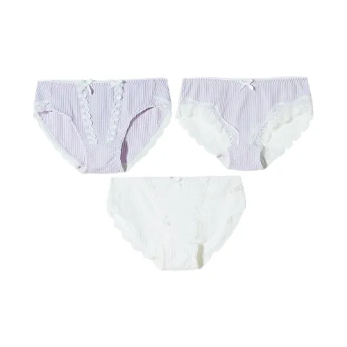 GUKOO 3 пачки Серый Фиолетовый + Натуральный Белый + Серый Фиолетовый Женские трусики-бикини