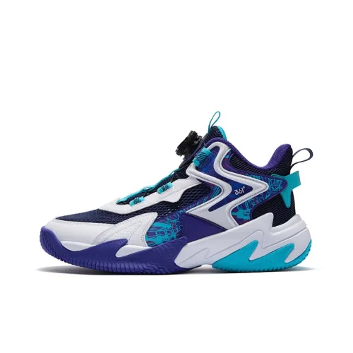 361°KIDS Hummer 2,0 Детская баскетбольная обувь Низкий топ Чернила Синий/361 градусов Белый/Фантастический Фиолетовый Унисекс