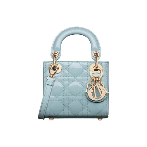 DIOR Lady Dior Лакированная кожа с коровьей кожей Сумка Экстра мини Женская Космический синий