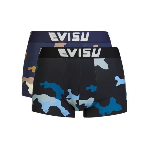 EVISU 2 упаковки черный + темно-синий мужские боксер-шорты