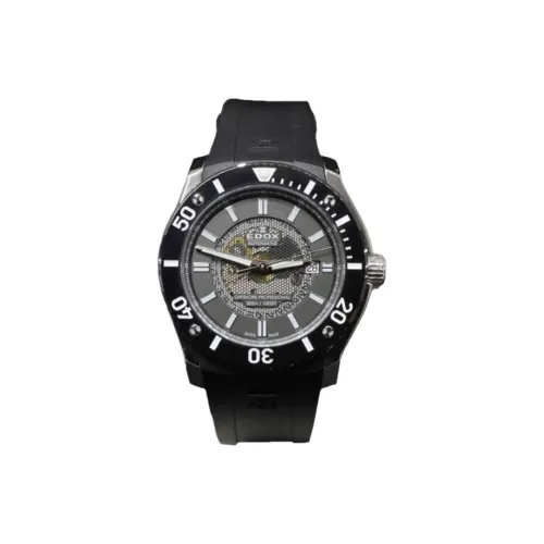 EDOX Автоматический Механический Часы Мужские 43 мм Серый Циферблат Корпус из Нержавеющей Стали Резиновый Ремешок