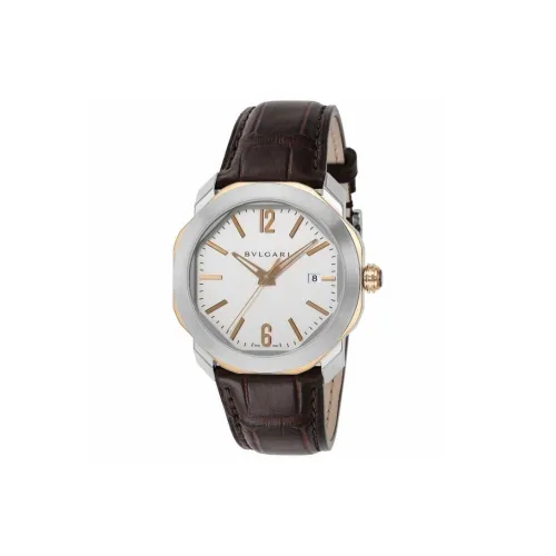 BVLGARI Наручные часы Автоматический Механический Механизм Кожаный ремешок 41 мм Белый циферблат Мужские часы