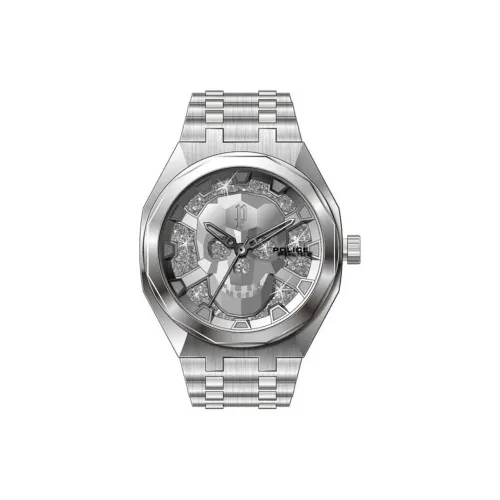 Police Men's Watches Кварцевый механизм Стальной ремешок 46 мм Серебристый циферблат