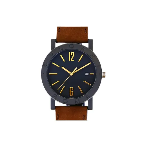 BVLGARI Наручные часы Автоматический Механический Механизм Кожаный ремешок 41 мм Черный циферблат Мужские часы