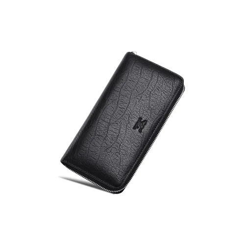 SEPTWOLVES Сумка-кошелек из натуральной коровьей кожи на молнии клатч мужская черная