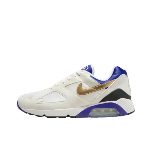 Nike Air Max 180 Беговые кроссовки Низкий топ Белый Синий Желтый Унисекс