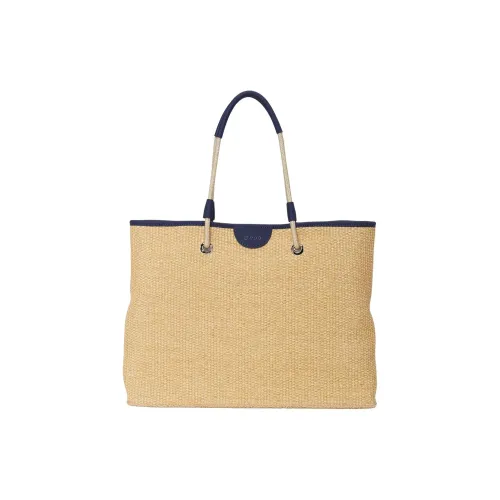 O Bag Рафия Тоут Сумка Сумка для покупок Сумка Сумка через плечо Женская Морской Синий и Бежевый