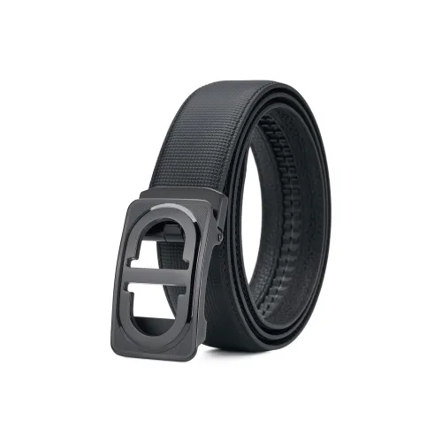 CHRISDIEN DENY Кожаные ремни из воловьей кожи нержавеющая сталь мужской черный 3,5 см