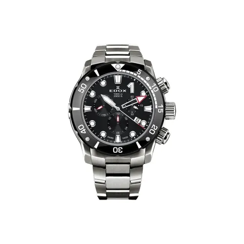 EDOX Кварцевый механизм Унисекс Часы 45 мм Черный циферблат Титановый сплав Корпус Титановый сплав Ремешок