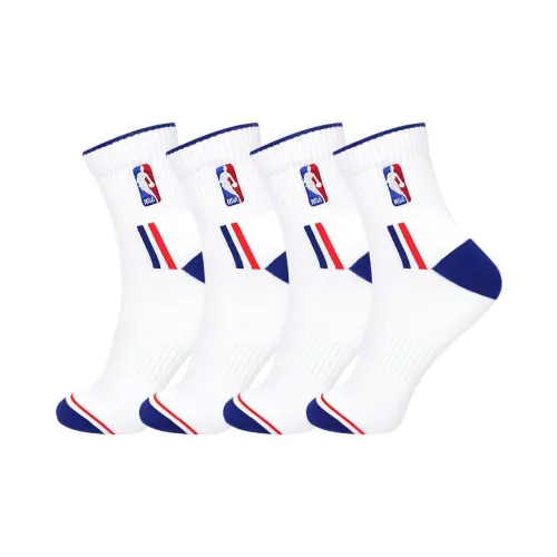 NBA 4 Pack White Men's Mid Shin Socks NBA 4 Пачка Белый Мужской MID Носки до икры