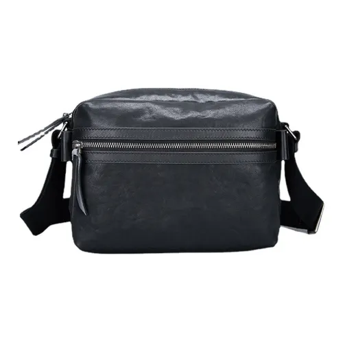 DOSRFINI Сумка через плечо из натуральной коровьей кожи мужская черная