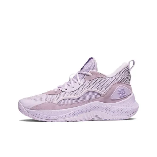 Under Armour Curry 3Z 24 Suede Slip-Resistant Abrasion-Resistant Low-Top Баскетбольные кроссовки Unisex Light Purple