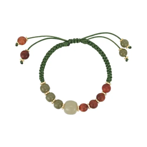 AJIDOU Браслеты из гетианского нефрита + деревянных бусин женские