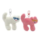 Черный кот, украшение, белый + розовый