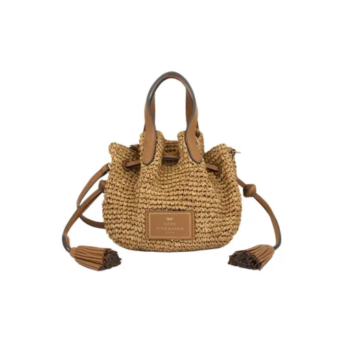 Anya Hindmarch Рафия и Capra кожа Сумка через плечо Сумка Маленькая Женская Хаки Коричневая