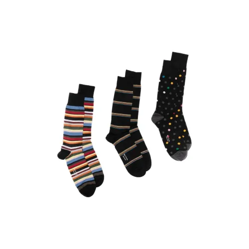 Paul Smith Многоцветный + Гороховый узор + Черные Женские Колено высокие Носки
