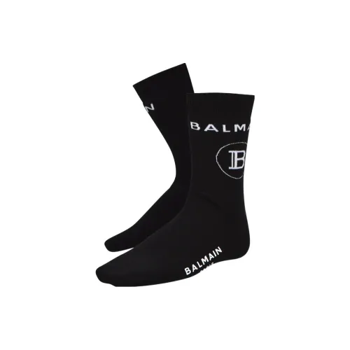 BALMAIN 1 Pack Black Unisex Mid Calf Socks BALMAIN 1 Пачка Черные Унисекс Носки до икры Mid