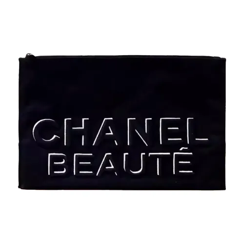 CHANEL Черная вышивка Холщовая сумка для хранения косметики