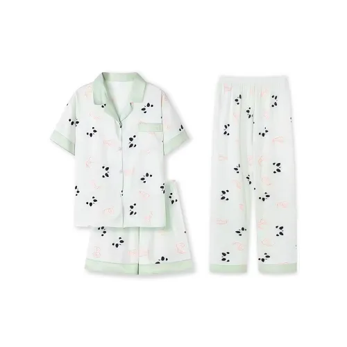 WANANNI Пижамный комплект женский кремово-зеленый