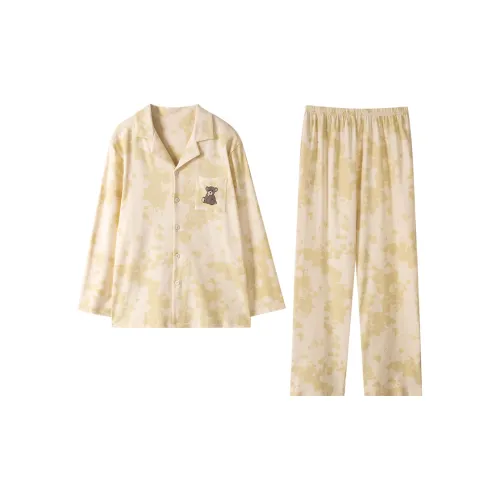 Montagut Pajama Комплект Унисекс Бежевый Желтый